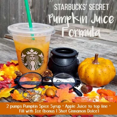Did you know that Starbucks has a secret recipe for Pumpkin Juice that tastes just like you got it at the Wizarding World of Harry Potter? Here's the secret formula...