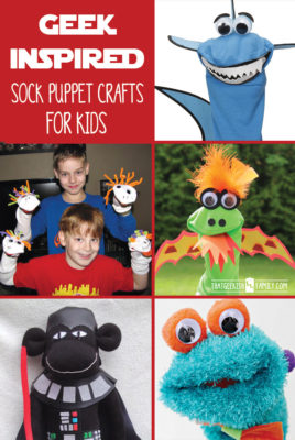 Don't let boredom take over your household! Check out these geek-inspired sock puppet crafts for kids (and for you!) and then let the imagination take over! (and face it -you want to play with them, too!) Check out these geeky sock puppet ideas for when your kids are SOOOOO bored by their school holiday freedom! (and face it -you want to play with them, too!)