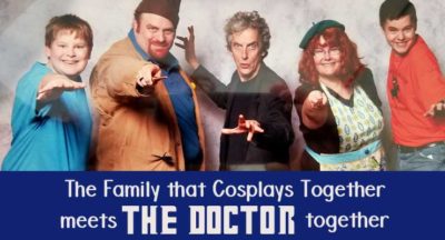 The family that cosplays together meets Peter Capaldi of Doctor Who together at the Dallas Fan Expo 2016